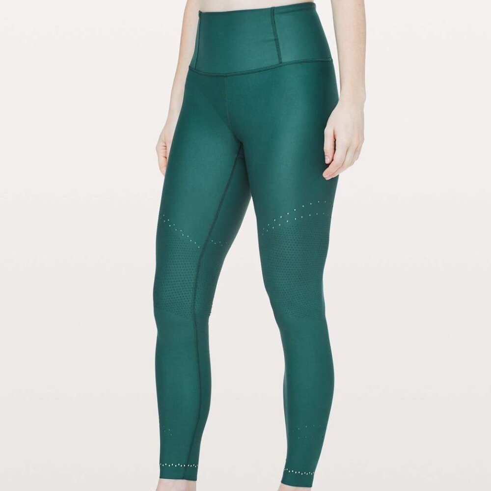 Lululemon Zoned In Tight 27" Senseknit in Green Jasper, size 4